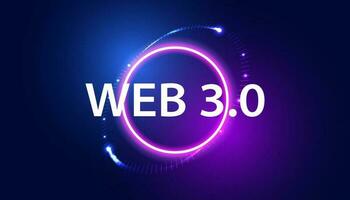 Digital Web 3.0 concept. Semantic Web and AI algorithms analyze, interpret and evaluate data such as DeFi, Crypto, NFT, DApps, Smart Contract or Blockchain on a beautiful blue background. vector