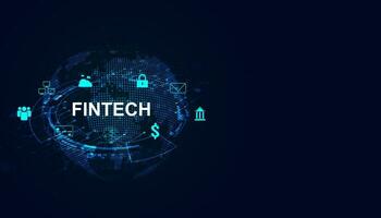 Fintech concept, digital finance, online and technology transaction icons. Cryptocurrency Money Transfer Blockchain Cloud Computing Connectivity vector