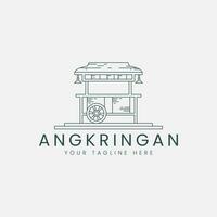 angkringan cart line art logo vector illustration template design