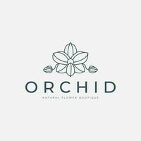 orchid flower logo line art vector illustration template design