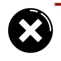 cross in button glyph icon vector