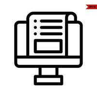 paper document with computer line icon vector