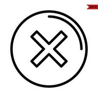 cross in button line icon vector