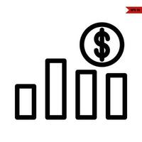 gráfico gráfico con dinero moneda línea icono vector