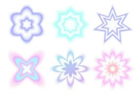 Stickers with a blurred Y2K effect. Abstract geometric shapes in trendy retro style. Vector illustration