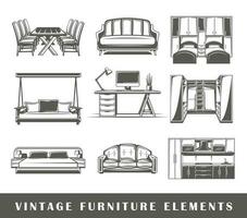 Set of elements of the furniture isolated on white background vector