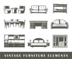 Set of elements of the furniture isolated on white background vector