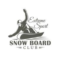 Clásico Snowboarding etiqueta aislado en blanco antecedentes vector