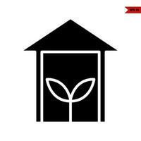 leaf in home glyph icon vector