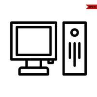 computer with pc line icon vector