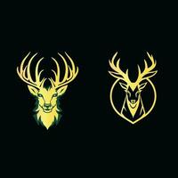 Set of two golden deer logo vector