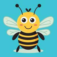 simplistic flat illustration of cheerful cute bee vector