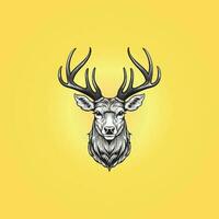 Deer head with elegant horns template vector