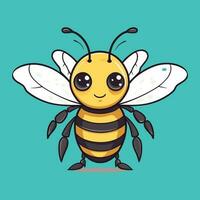 adorable simple yellow jacket bee vector