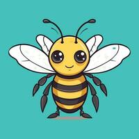 adorable simple yellow jacket bee vector