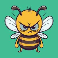 a grumpy bee cute drawing cartoon style vector