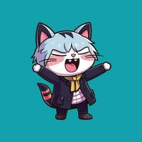 Funny cat cheering vector illustration