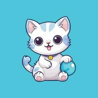 cute kitty playing with a ball vector