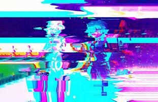 Broken Screen like Abstract Glitchy Effect to add a sense of complexity, depth, and edginess to a design, photo