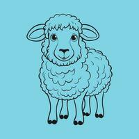 line drawing of funny cute sheep vector