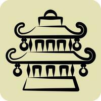 Icon Pagoda. related to Chinese New Year symbol. hand drawn style. simple design editable vector