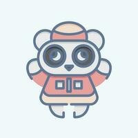 Icon Panda. related to Chinese New Year symbol. doodle style. simple design editable vector