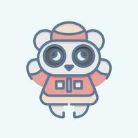 Icon Panda. related to Chinese New Year symbol. doodle style. simple design editable vector