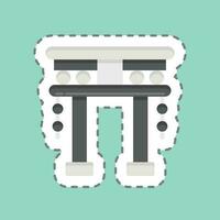Sticker line cut Torii Gate. related to Chinese New Year symbol. simple design editable vector