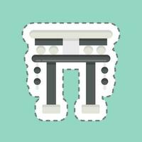 pegatina línea cortar torii puerta. relacionado a chino nuevo año símbolo. sencillo diseño editable vector