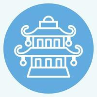 Icon Pagoda. related to Chinese New Year symbol. blue eyes style. simple design editable vector