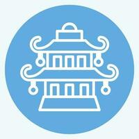 Icon Pagoda. related to Chinese New Year symbol. blue eyes style. simple design editable vector