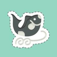 Sticker line cut Fishes. related to Chinese New Year symbol. simple design editable vector