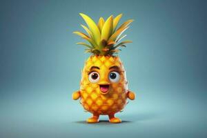 Cute pineapple character. Generate Ai photo