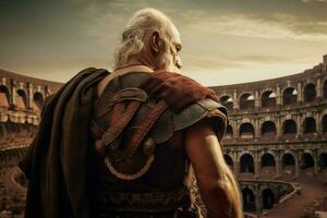 Gladiator old man warrior. Generate Ai photo