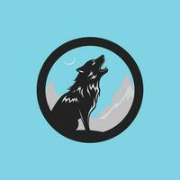 Wolf howling black silhouette vector