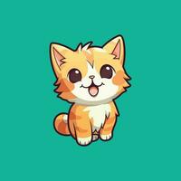 adorable kitten kawaii comic vector
