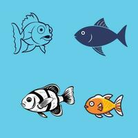 Set of 4 fish ocean animals vector