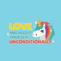 Love and accept yourself unconditionally, Mental Health Awareness vector