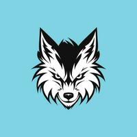 lobo cabeza icono logo plano diseño vector