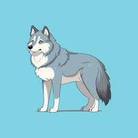 vector cute wolf in flat cartoon style