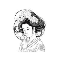 japonés mujer con kimono vector