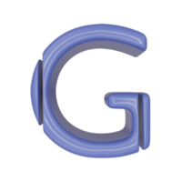 The Capital letter G in a blue shiny skin leather texture style, PNG transparent background, 3D illustration