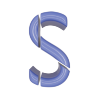 el capital letra s en un azul brillante piel cuero textura estilo, png transparente fondo, 3d ilustración