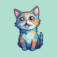 Cute kitty style on pastel background vector