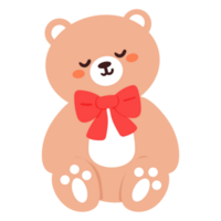 cute cartoon teddy bear with red ribbon png