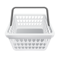 white shopping basket empty front view with a heart shaped stencil png