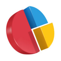 pie chart split ratio 25percent blue ,yellow and 50percent red for designing reports about business profits png