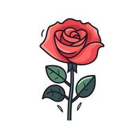 Flowers roses, red buds and green leaves. Isolated red rose. Vector illustration.