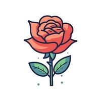 Flowers roses, red buds and green leaves. Isolated red rose. Vector illustration.