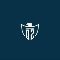 QZ initial monogram logo for shield with eagle image vector design